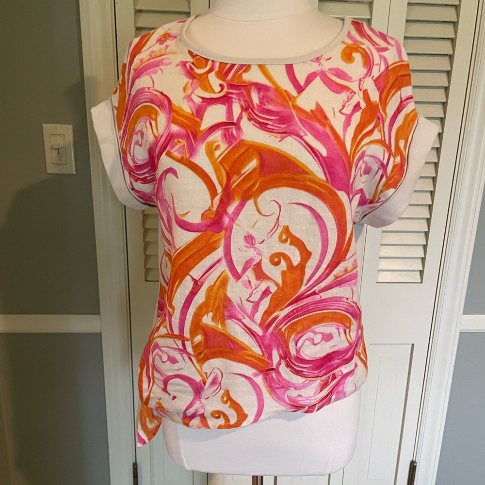 Charlie B linen/cotton side tie pullover NWOT